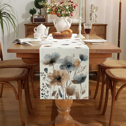 Runner da tavola primaverile,Fantasia floreale acquerello in stile botanico,Runner primaverile lavabile,Decorazione per tavola cucina,sala da pranzo,Pasqua,feste,per cucina interni ed esterni 33x183cm - immagine 6
