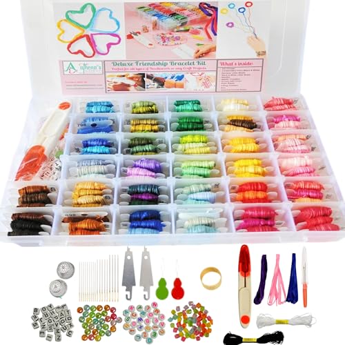 Product Image of the Athena's Elements - Embroidery Floss - 276 Pcs Cross Stitch Thread and Accessories - Perfect for Bracelet Making & DIY Embroidery Projects | Bonus Accessories Included