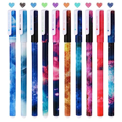 OFFCUP 10pcs Bolígrafos de Gel Bonitos, Bolígrafos Lindos de Tinta de Gel de Colores de 0,38 mm, Bolígrafo de Colores Infantil Adulto para Escribir, Dibujar y Delinear (Cielo Estrellado)