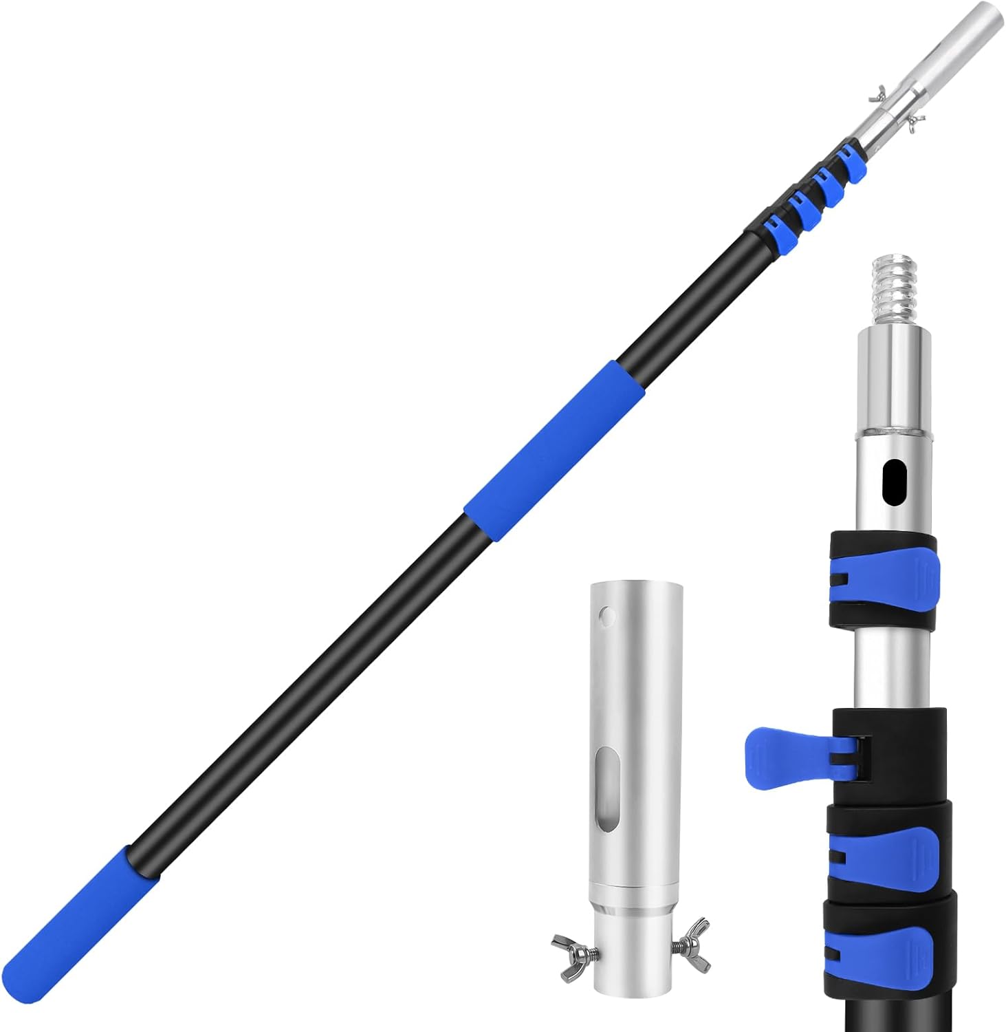 VASALAID Telescopic Pool Pole - 16 FT Adjustable Premium Swimming Pool Pole Heavy Duty Aluminum Extension Pool Cleaning Pole for Skimmer Net, Brush,Vacuum Head, Rakes