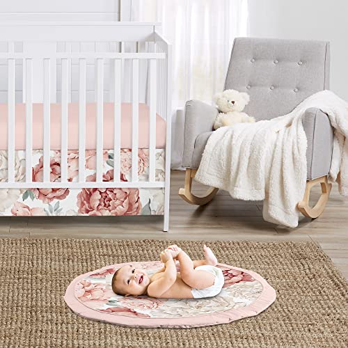 Image of Sweet Jojo Designs Blush Pink Boho Shabby Chic Floral Girl Baby Play Mat Tummy Time Activity Infant Playmat for Playpen Tent Teepee Floor Off White Bohemian Vintage Garden Watercolor Flower Elegant