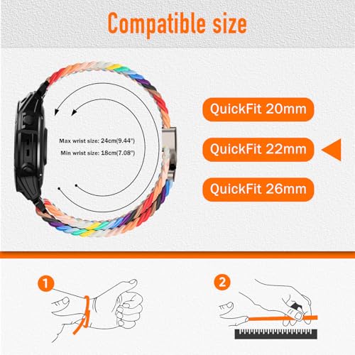Correa de nylon trenzado para reloj Garmin 22 mm miniatura 4