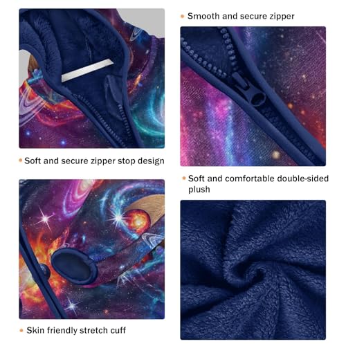 Space Animals Capybara Galaxies Toddler Fleece Jacket Girl Boys Hooded Fleece Jacket Coat Warm Outwear Zip-up 3-10T3