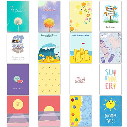 Biglietto estivo vacanze al mare - Set di 16 carte...