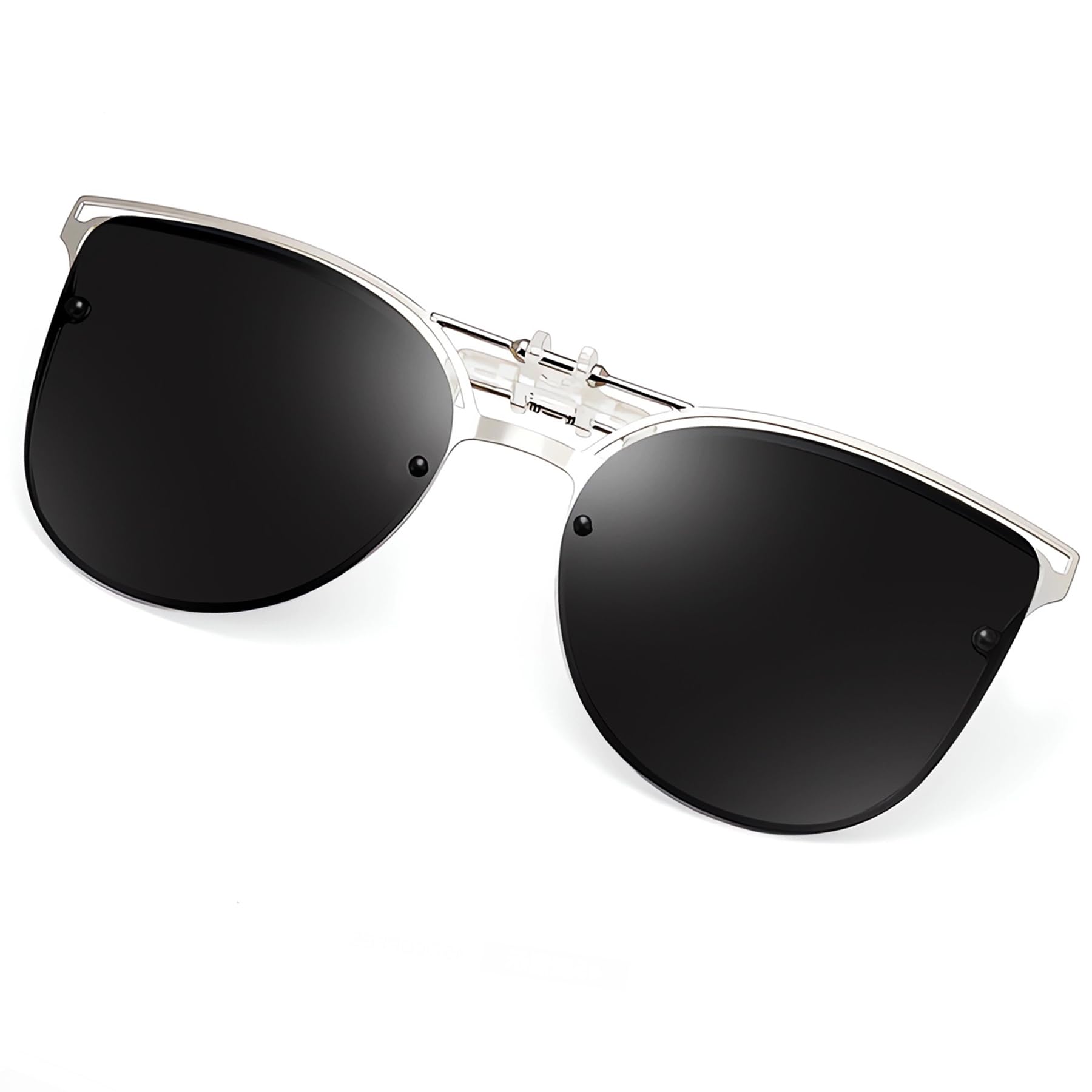 Polarized Clip on Sunglasses over Prescription Glasses Anti-Glare UV Protection Cat Eye Flip up Clip-on Eyeglasses