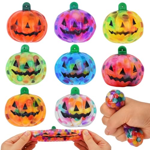 8 Pack Halloween Pumpkin Stress Balls, Squeeze Balls Fidget Toys for Adults Stress Relief...