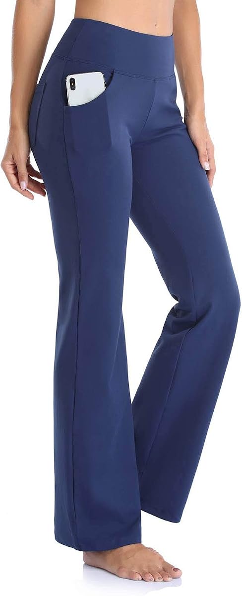 Women's Flare Leggings, Trendy Crossover Yoga Pants, High Waist Casual Workout Bell Bottom Leggings with Pockets 2025