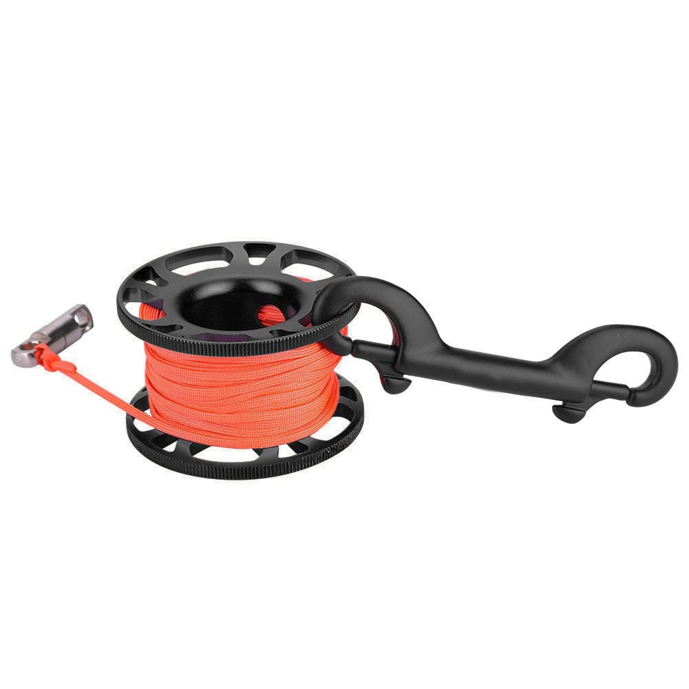 Tauch Fingerspule, Aviation Aluminium Finger Reel Tauchen Scuba Diving Tauchspule Clip Scubaing Spool mit 15m Schnur(Cooles Schwarz)
