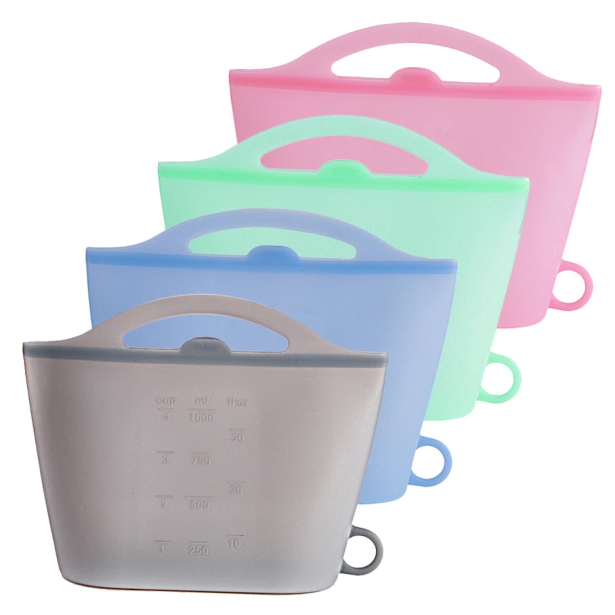Sacs alimentaires réutilisables en silicone | Lot de 4 sacs hermétiques congélation