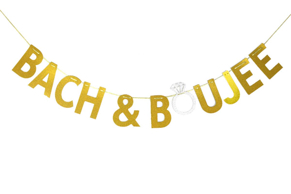Bach & Boujee Banner Bachelorette Party Banner Bach and Boujee Party Decorations Boujee Bride Banner, Gold Glitter