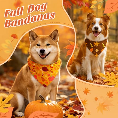 Image of Abbylike 50 Pcs Fall Dog Bandanas Bulk Autumn Leaf Pumpkin Acorn Mushroom