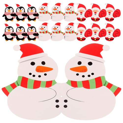 Hemobllo Tarjetas de Papel Forma de Piruleta Navidad 150 Piezas Decoración para Fiestas Infantiles Papá Noel Pingüino y Muñeco Suministro Seguro para Envolver Dulces
