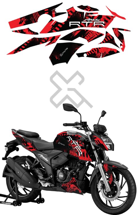 Grayfixx Off Road Edition Full Body Sticker for Apache RTR 160/200 4V | Made in Premium Gloss Vinyl with FPF(Fade Protection Film), Water Proof, Precut Sticker, Pack of 1 Both Side-Self-Adhesive