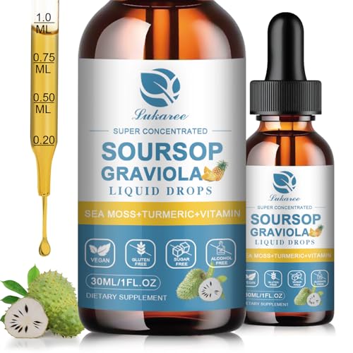 Image of (2 Pack) Soursop Graviola Leaf Extract Liquid Drop Plus Pure Botanical Sea Moss for Cell Support & Regeneration, Immunity and Gut Health, Soursop Bitters Liquid丨Full Texture,Pineapple Flavor,1 Fl Oz