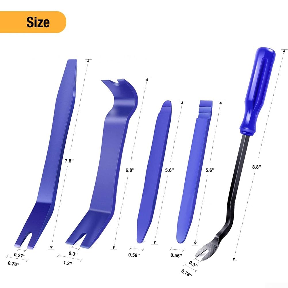 Auto Trim Removal Tool Kit, 5 Pcs Car Panel Removal Tool Set Car Door Panel Removal Tools Interior Trim Pry Kit Dashboard Radio Molding Removal Tools Blue