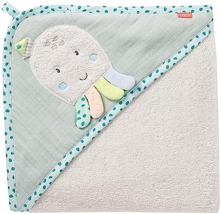 Fehn Kapuzenbadetuch Oktopus – Bade-Poncho aus Frottee mit Kapuze | Saugstark & kuschelweich, Handtuch mit Kapuze und Tier-Motiv – für Babys und Kleinkinder ab 0 Monaten