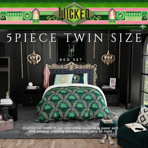 Image of Collectibles Wicked Lux Bedding 5 Piece Super Soft Reversible Comforter and Sheet Set with Sham, Twin, (Officially Licensed Product) By Franco