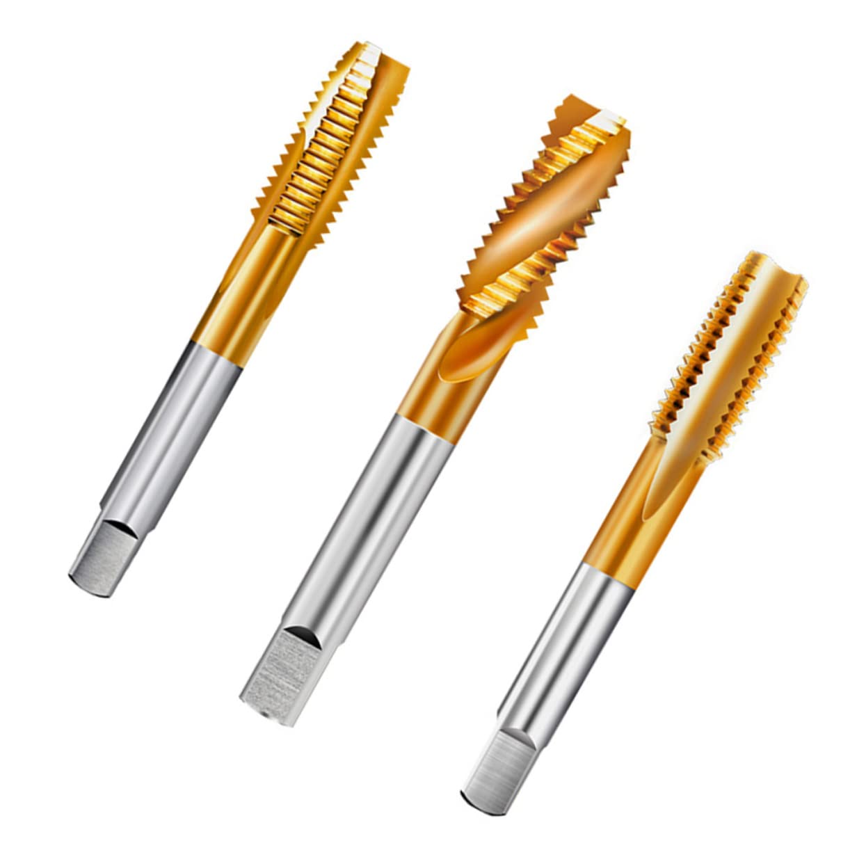 Mikikit 3pcs High Speed Steel Drill Thread Tap Set Drilling Bits for Electric Hand Drill Straight Slot Taps for Hardened Material