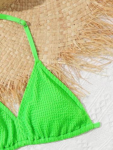 Milumia Girl's Two Piece Swimsuits Textured V Neck Halter Knot Swimwear Bikini Sets4