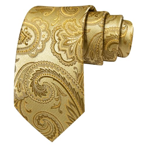 Image of Barry.Wang Men Ties Paisley Woven Silk Necktie Set with Pocket Suqare Cufflinks Formal