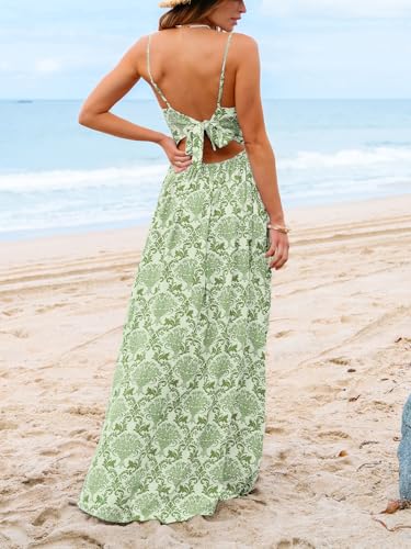 Image of CUPSHE Women's Maxi Dress Floral Print Twisted V Neck Sleeveless Long Dress Summer Casual Dress