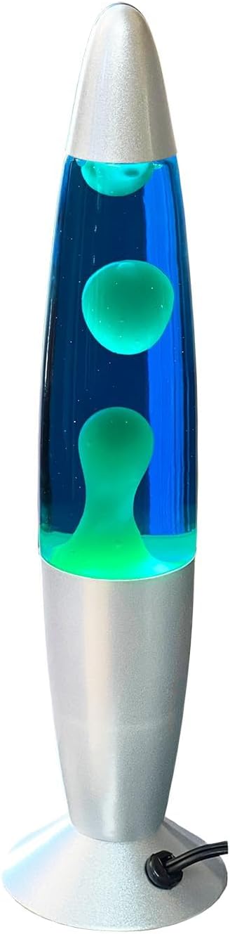 Volcano Lamp 13.5" – Color Liquid Motion Light, Wax Floating Lamp, Mood Light, Night Light for Kids, Girls, and Boys, Perfect for Bedroom, Office, or Home Decoration, Green, Blue