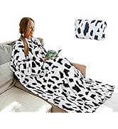 Fleece Wearable Blanket with Sleeves, 2in1 Airplane Travel Blanket Office Poncho, Super Soft Warm...