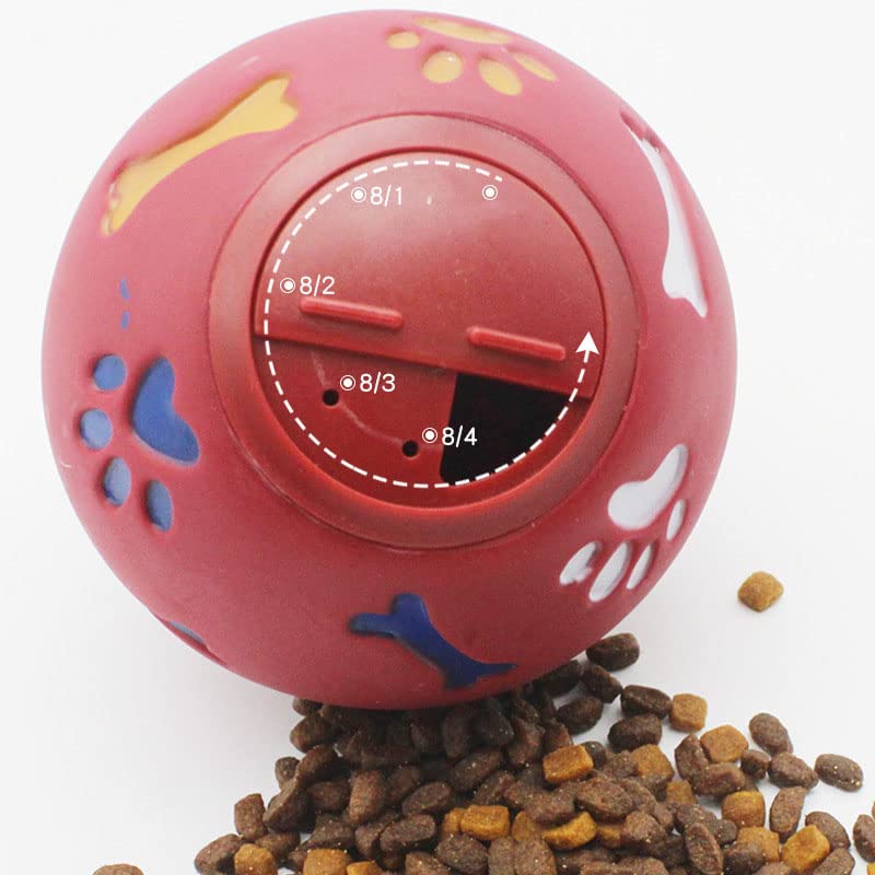 Haofy Dog Treat Dispenser Ball Adjustable Opening for Interactive Play with Tough Rubber Plastic Materials Suitable for All Dog Sizes in Parks and Homes (M 11cm/4.3in Diameter)