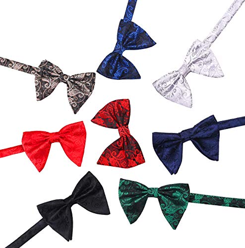 Lovacely Mens Oversized Paisley Bow Tie Jacquard Tuxedo Pre-Tied Big Bowtie Black #TOP3