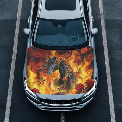 Image of 59x39 Inch Hood Cover for Compact Sedan SUV Trucks Stretchable Horse Car Hood Wrap Blankets Auto Banner Waterproof Auto Exterior Accessories