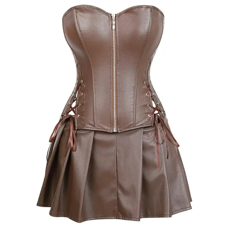 Corsetto da Donna Corset Top Women in Pelle Abiti da Corsetto con Cerniera Corsetto Sexy da Donna in Abbigliamento