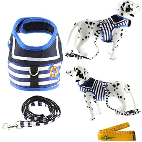 Wiz BBQT Blue and White Navy Striped Sailor Anchor Style Pet Dog Harness and Leash Set for Walking Party (Extra Large) Cover