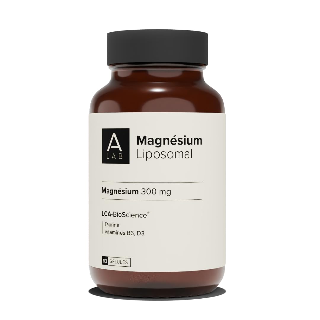 A-LAB Magnesium Liposomal 300 mg - Anti Stress, Fatigue, Troubles Du Sommeil - Magnésium, Taurine, Vitamine D3, Vitamine B6-2 mois de prise - Fabriqué en France