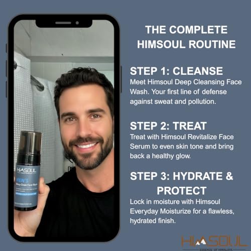 Image of Men's Deep Clean Face Wash | 100ml | With Niacinamide, Saffron, Tulsi, Oat & Himalayan Botanicals | Deep Cleansing, Oil Control & Anti-Aging | Brightening & Hydrating | Sulfate-Free | pH 5.5