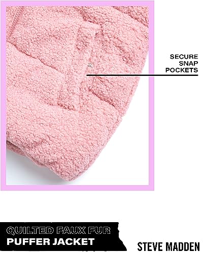Steve Madden Girls' Winter Coat - Sherpa Fleece Quilted Puffer Coat - Heavyweight Fleece Jacket for Girls (4-16)4