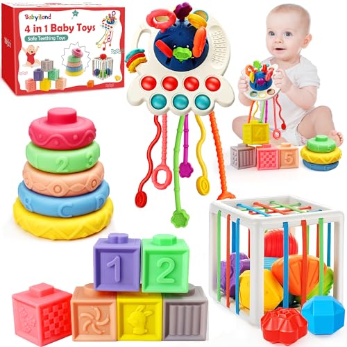 Image of Montessori Toys for Babies 6-12 Months, Baby Toys 6 to 12 Months Stacking Building Blocks Sensory Bin Teething Toys for Babies, Learning Toys for 6-12-18 M+ Infant Baby Girls Boys Toys Gifts
