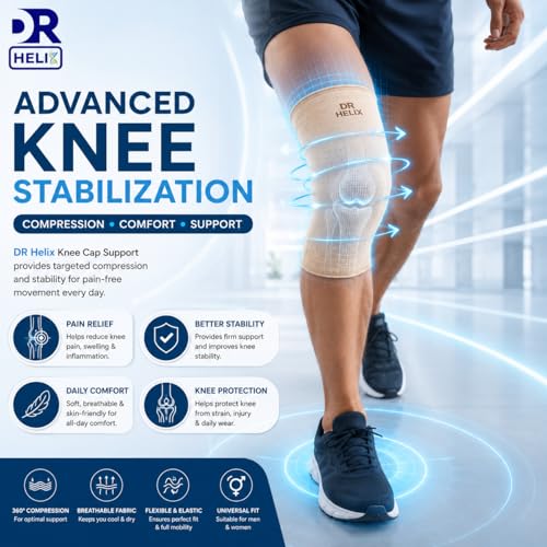 Image of Unisex Skin Knee Cap, Adjustable Support for Knee Pain Relief & Injury Prevention - Breathable, Comfortable & Durable - Ideal for Sports, Recovery & Daily Use - (Size - XL)