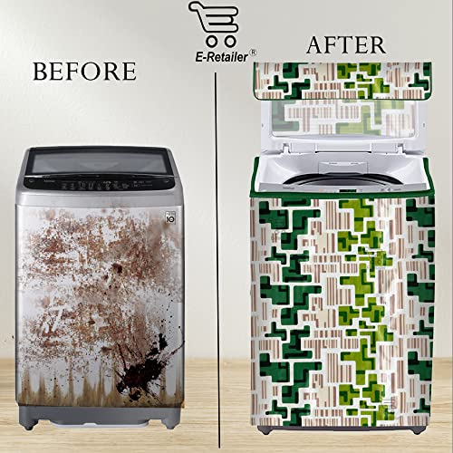 Image of Washing Machine Cover for Top Load 5kg to 7.5kg | Light Weight Dustproof Polyester Cover with Zip Enclosure | Fully Automatic Washer Protector Indoor Outdoor Use- Size 23x23x35 inch