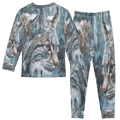 senya Frosty Bobcat Pajamas Set Long Sleeve Soft Cotton Sleepwear 2 Piece2