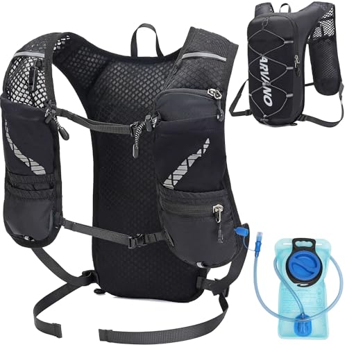 Arvano Chaleco de Hidratación 5L Ligero con Bolsa de Agua 1,5L - Mochila Trail Transpirable para Carrera, Maratón y Ciclismo