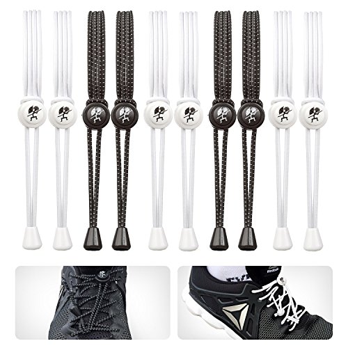 No Tie Shoelaces - Elastic Quick Lace by Bodi Hut - 5 Pairs of Elasticated Laces - Simple for Children - Enjoy Extra Shoe Comfort Now! Great for Kids & Adults Trainers - Ideal for Running & Triathlon