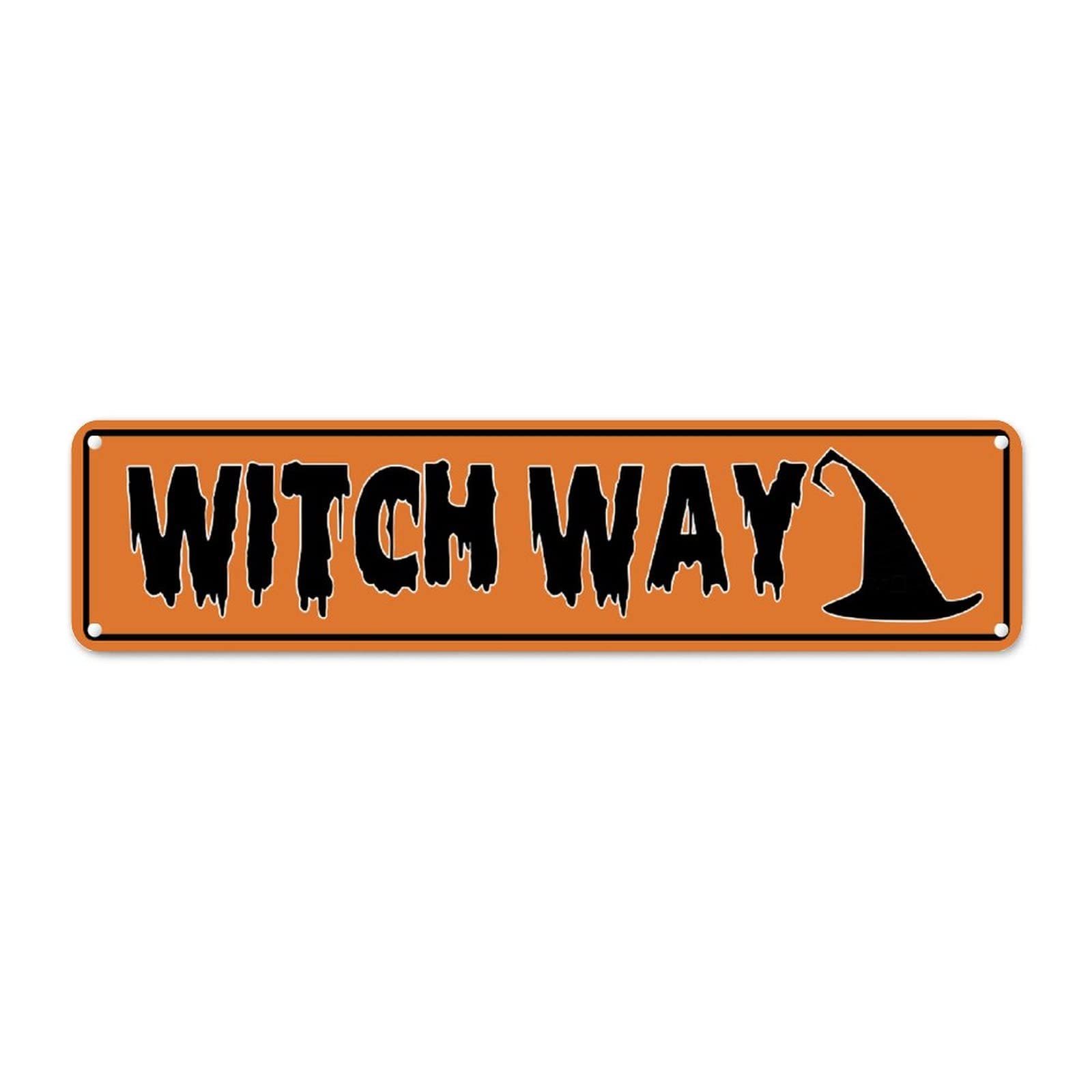 Panneau de sorcière décoration Halloween métal orange pour chambre