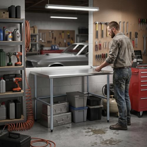Image of AmGood Stainless Steel Work Table | Metal Utility Table (48 inch Long x 36 inch Deep)