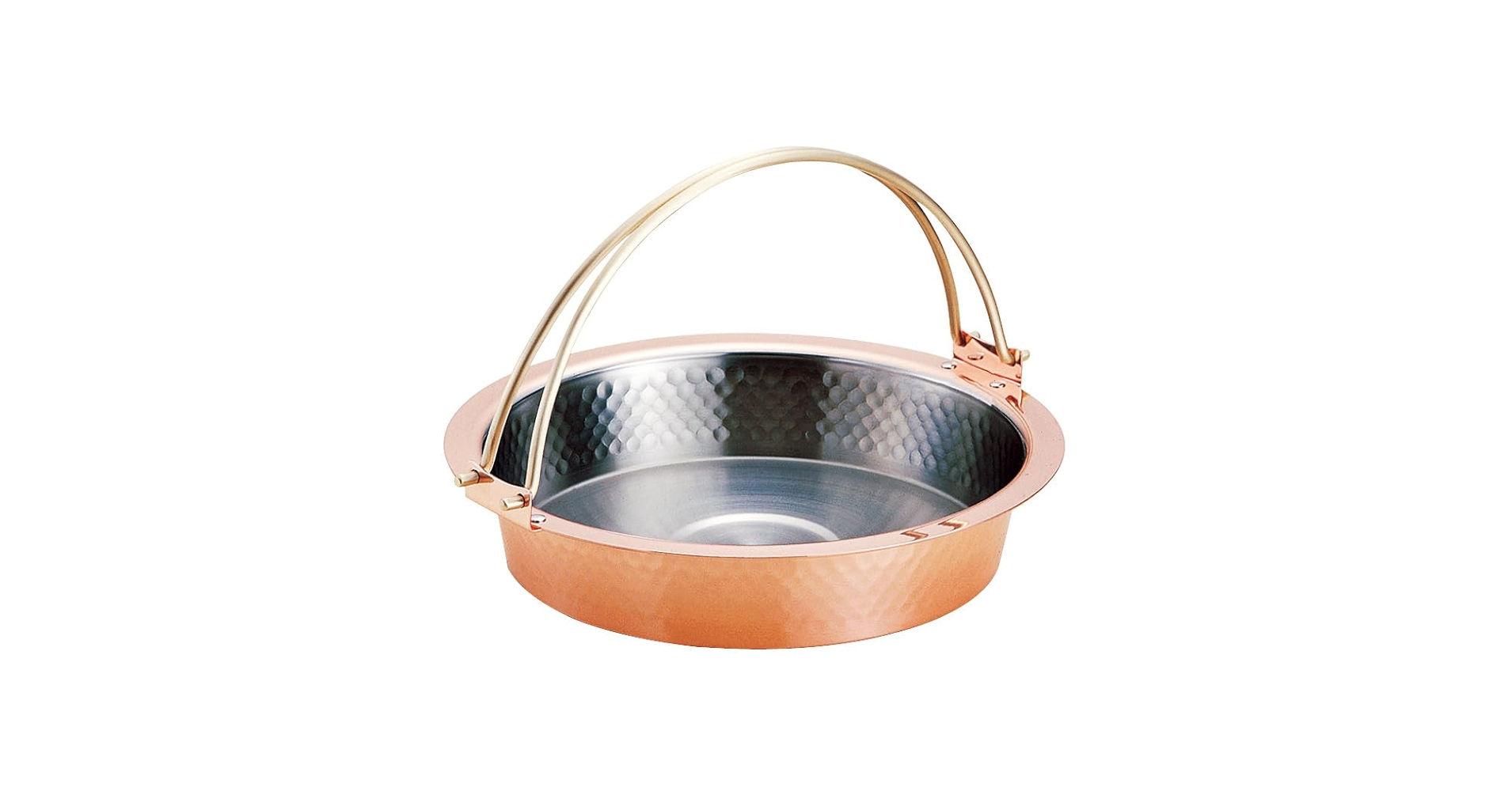 新光金属　純銅 すきやき鍋 26cm Amazon｜新光堂 日本製 純銅 すき焼鍋(ツル付)26㎝ 鎚目入れ