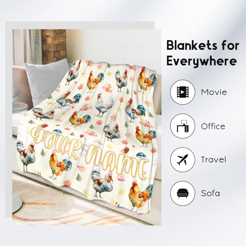 Custom Chicken Blanket, Cute Soft Throw Gifts for Grils Teens, Cozy Flannel Throw Blankets for Couch Office, 40"x50"