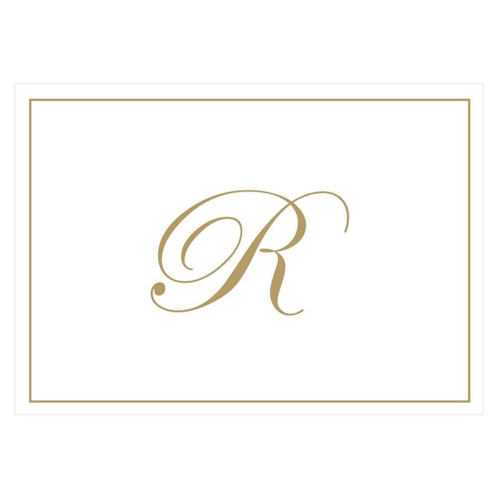 Caspari Gold Embossed Initials Boxed Note Cards in Letter R, 8 Cards & Envelopes