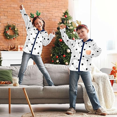 Image of Aflyko Boys Fleece Coat Blue Zip-Up Hoodie Girls Outerwear Kids Hooded Jacket 3-10T