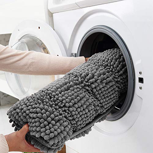 CIICOOL Thick Chenille Bathroom Rugs Non Slip Bath Rugs Super Absorbent Bathroom Mat Machine Washable Bath Mats for Bathroom,Tub, Shower, 17 x 24 Inches, Grey