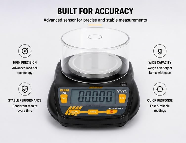 KERRO® GSM DIGITAL WEIGHING BALANCE 600GM/0.01GM (BL-P3B SERIES) 4