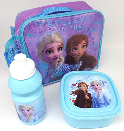 Migliori Regali per Bambina a cui piace Elsa di Frozen TDL Disney Frozen Set Regalo Borsa Termica + Bere Bottiglia + Sacco per Il Pranzo - Licenza Ufficiale - Lunch Bag + Sports Bottle + Sandwich Box - Gift Bundle